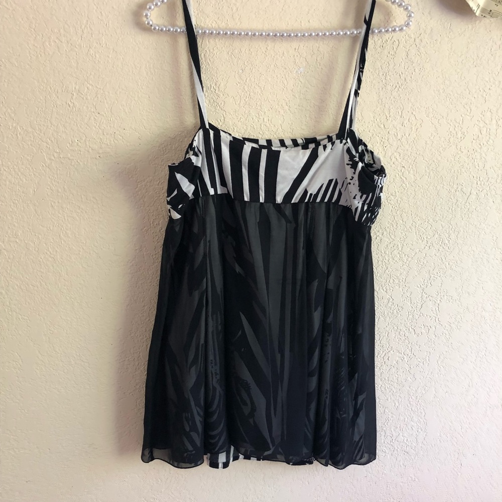 Sexy Black White knotted strapped layered top
